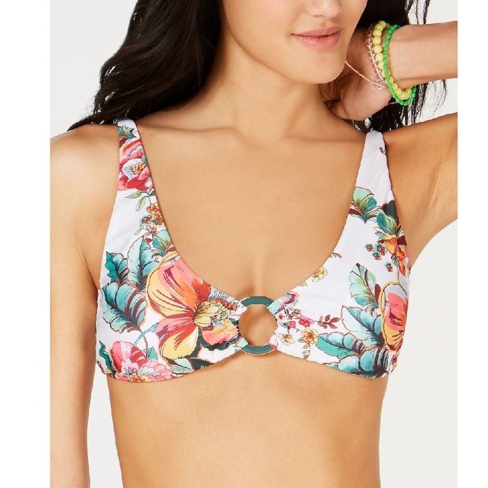BECCA Emma O Ring Printed Bralette Bikini Top